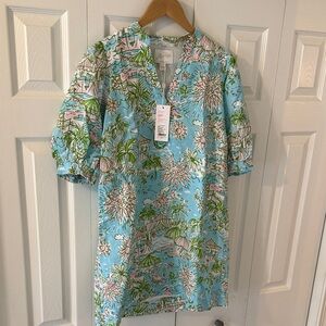 Lilly Pulitzer Blue Floral Puff Sleeve Dress